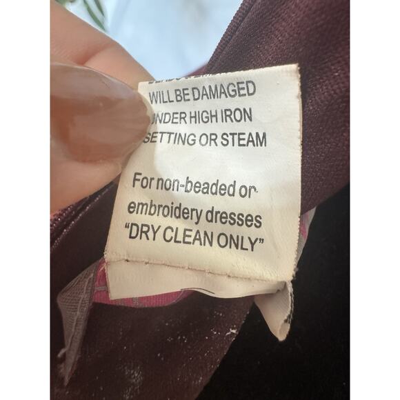 Jovani Burgundy Bateau Neck Long Prom Wedding Gown Size 6 Mermaid Tail Elegant - Picture 9 of 9